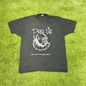 Vintage 80s Deja Vu Strip Club T-Shirt Single Stitch Mens Size Large Black